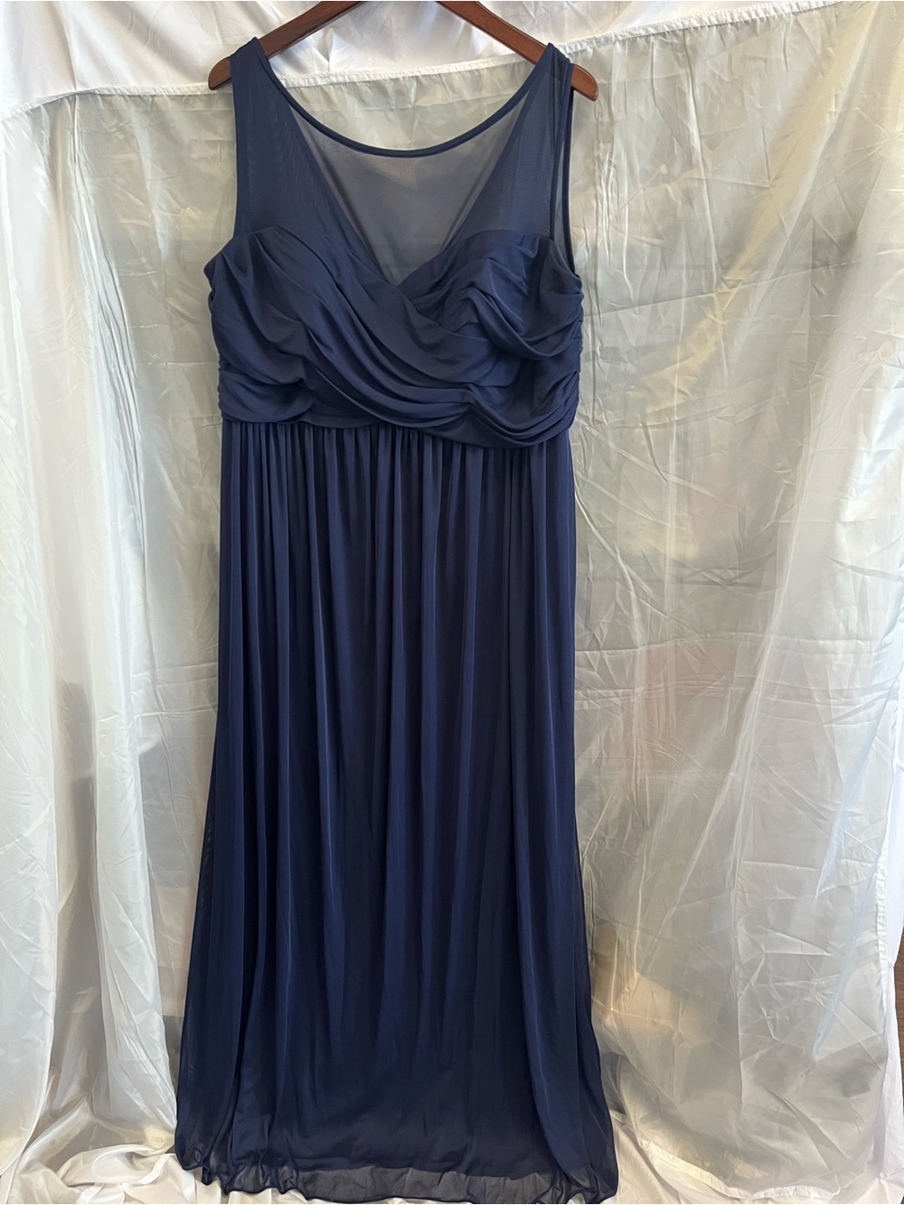 David's Bridal Navy Sleeveless Chiffon Maxi Dress